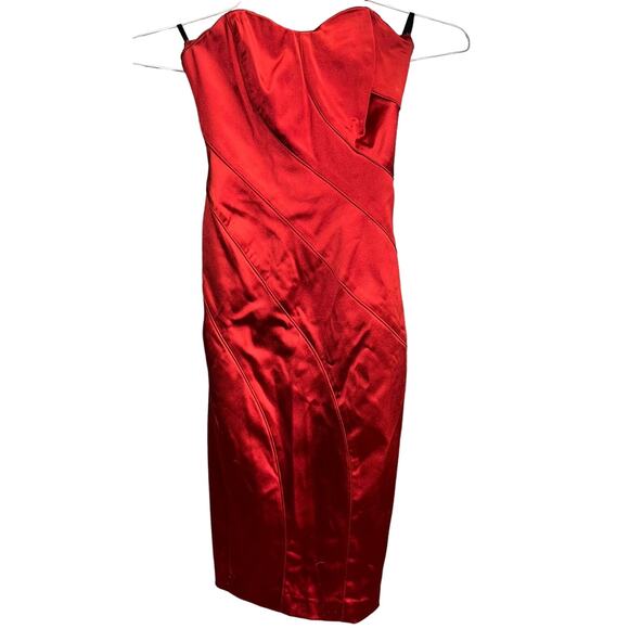 bebe Dresses & Skirts - Bebe Red Strapless Midi Dress